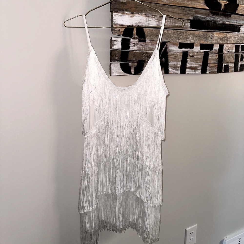 FRINGE white bridal dress from western boutique